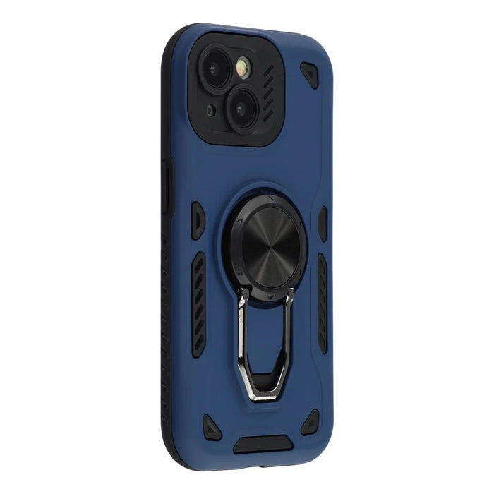 For iPhone 14  /  13 Case with Kickstand Shockproof TPU + PC Phone Back Cover - Navy Blue - 1