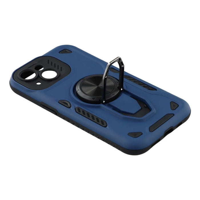 For iPhone 14  /  13 Case with Kickstand Shockproof TPU + PC Phone Back Cover - Navy Blue - 5