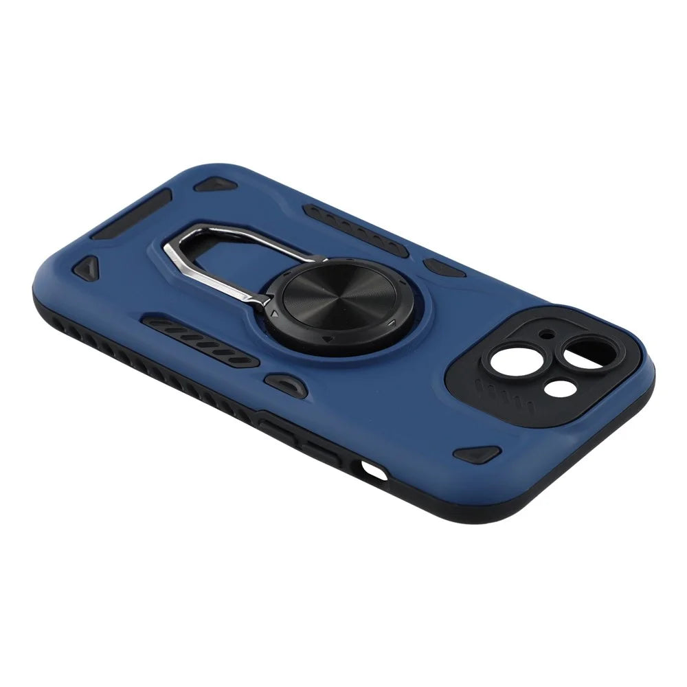 For iPhone 15 Case with Kickstand Shockproof TPU + PC Phone Back Cover - Navy Blue - 6