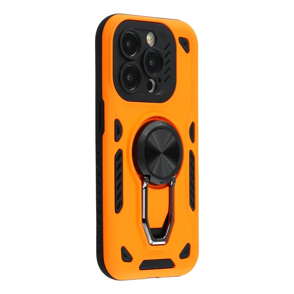 For iPhone 13 Pro Case with Kickstand Shockproof TPU + PC Phone Back Cover - Orange - 1