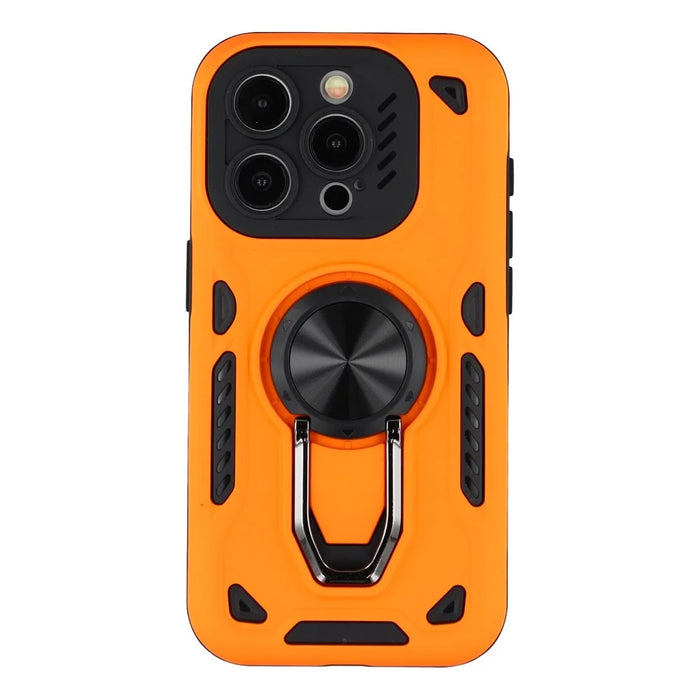 For iPhone 13 Pro Case with Kickstand Shockproof TPU + PC Phone Back Cover - Orange - 3