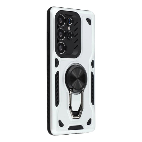 For Samsung Galaxy S24 Ultra Case with Kickstand Shockproof TPU + PC Phone Back Cover - White - 1