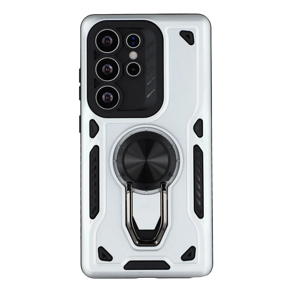 For Samsung Galaxy S24 Ultra Case with Kickstand Shockproof TPU + PC Phone Back Cover - White - 3
