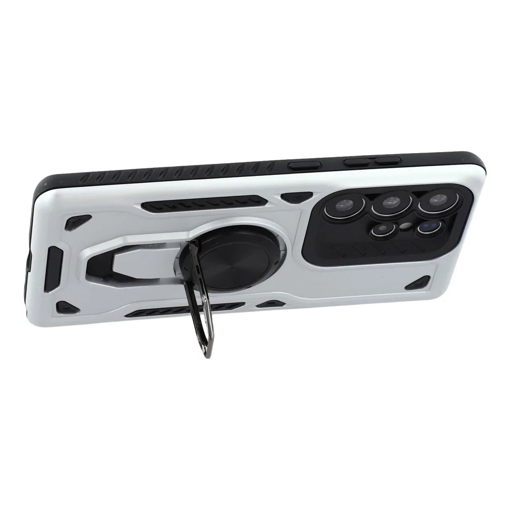 For Samsung Galaxy S24 Ultra Case with Kickstand Shockproof TPU + PC Phone Back Cover - White - 4