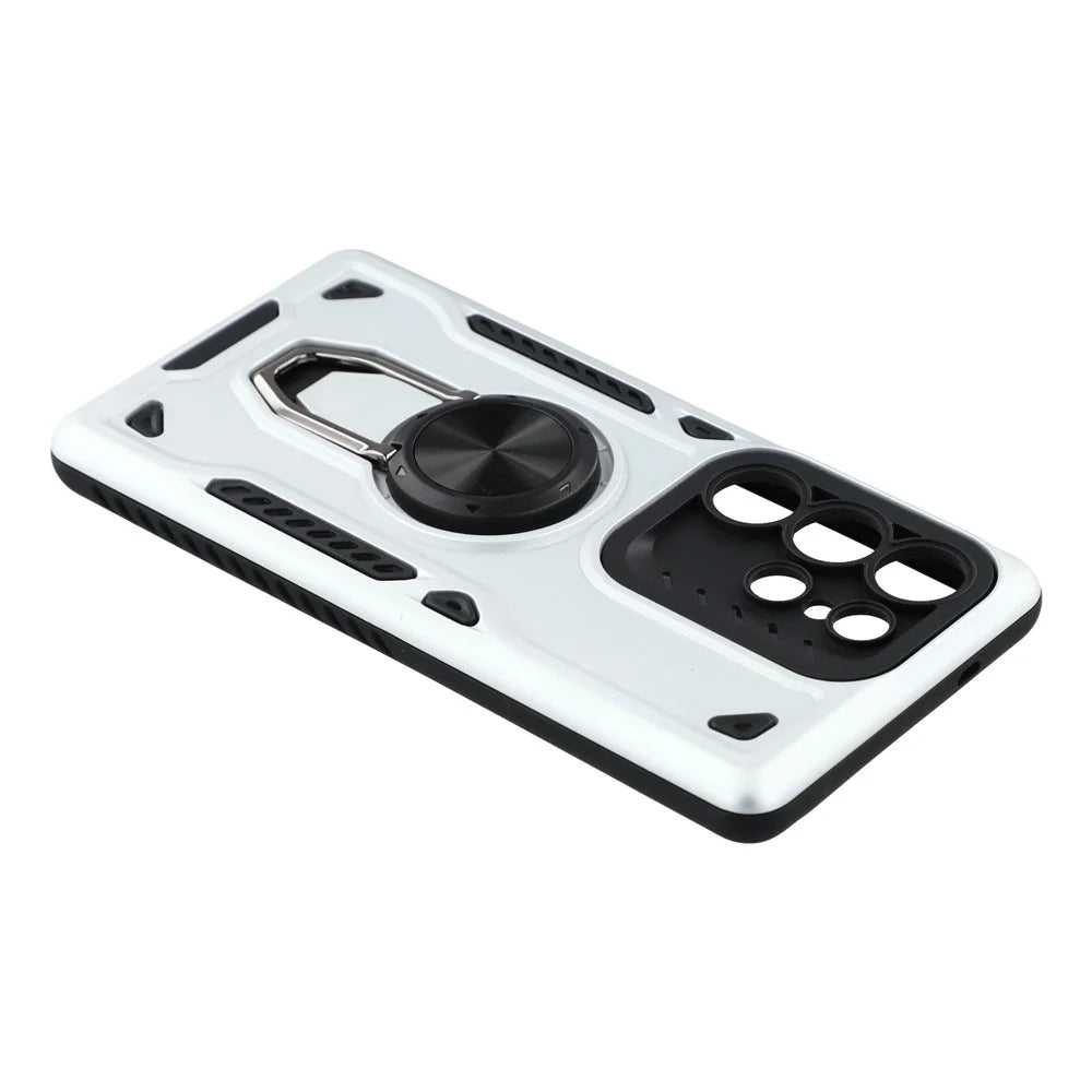 For Samsung Galaxy S24 Ultra Case with Kickstand Shockproof TPU + PC Phone Back Cover - White - 6