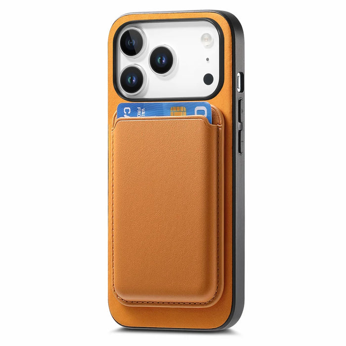 For iPhone 18 Pro / 17 Pro Case Detachable Magnetic Card Bag Leather Phone Back Cover - Orange - 3