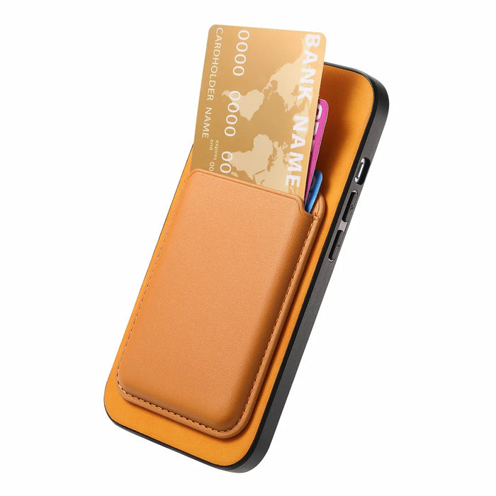For iPhone 18 Pro / 17 Pro Case Detachable Magnetic Card Bag Leather Phone Back Cover - Orange - 4