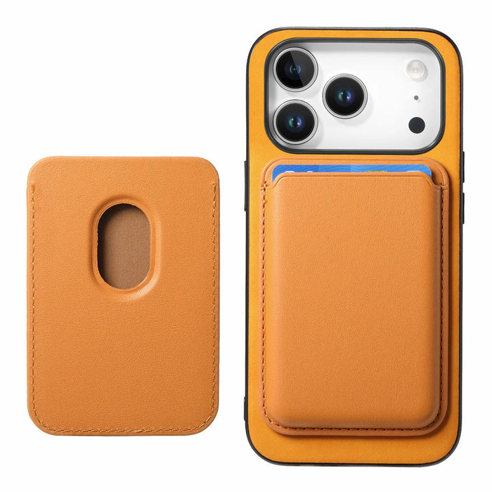 For iPhone 18 Pro / 17 Pro Case Detachable Magnetic Card Bag Leather Phone Back Cover - Orange - 6