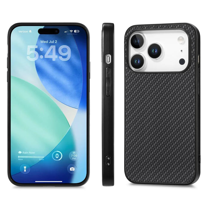 For iPhone 17 Pro Case Carbon Fiber Texture PU+PC+TPU Phone Back Cover - Black - 3