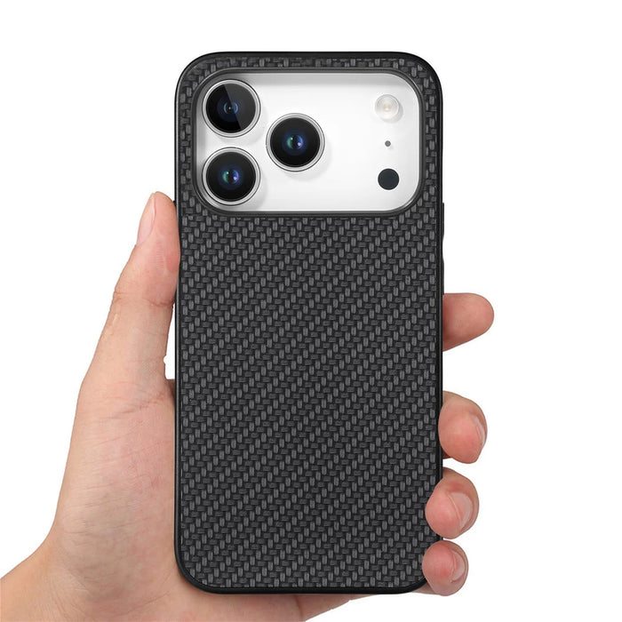 For iPhone 17 Pro Case Carbon Fiber Texture PU+PC+TPU Phone Back Cover - Black - 4