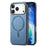 For iPhone 17 Pro Leather Back Case Compatible with MagSafe Skin-touch Phone Cover - Blue - 1
