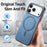 For iPhone 17 Pro Leather Back Case Compatible with MagSafe Skin-touch Phone Cover - Blue - 6