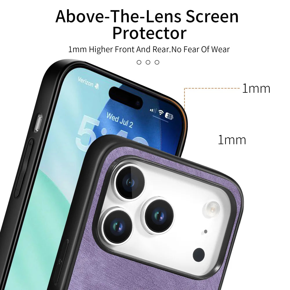 For iPhone 17 Pro Case Shockproof Slim Retro Leather Phone Back Cover - Purple - 6