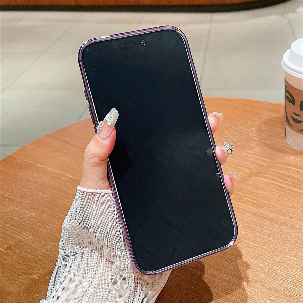 For iPhone 18 Pro Max / 17 Pro Max Case Rhinestone Decor Glitter Rainbow Quicksand TPU Acrylic Phone Back Cover - Purple - 3