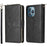 For iPhone 13 Pro Max 6.7 inch Flip Stand Wallet Phone Case PU Leather Magnetic 9 Card Holder Slots Zipper Pocket Cover with Strap - Black - 1
