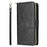For iPhone 13 Pro Max 6.7 inch Flip Stand Wallet Phone Case PU Leather Magnetic 9 Card Holder Slots Zipper Pocket Cover with Strap - Black - 6