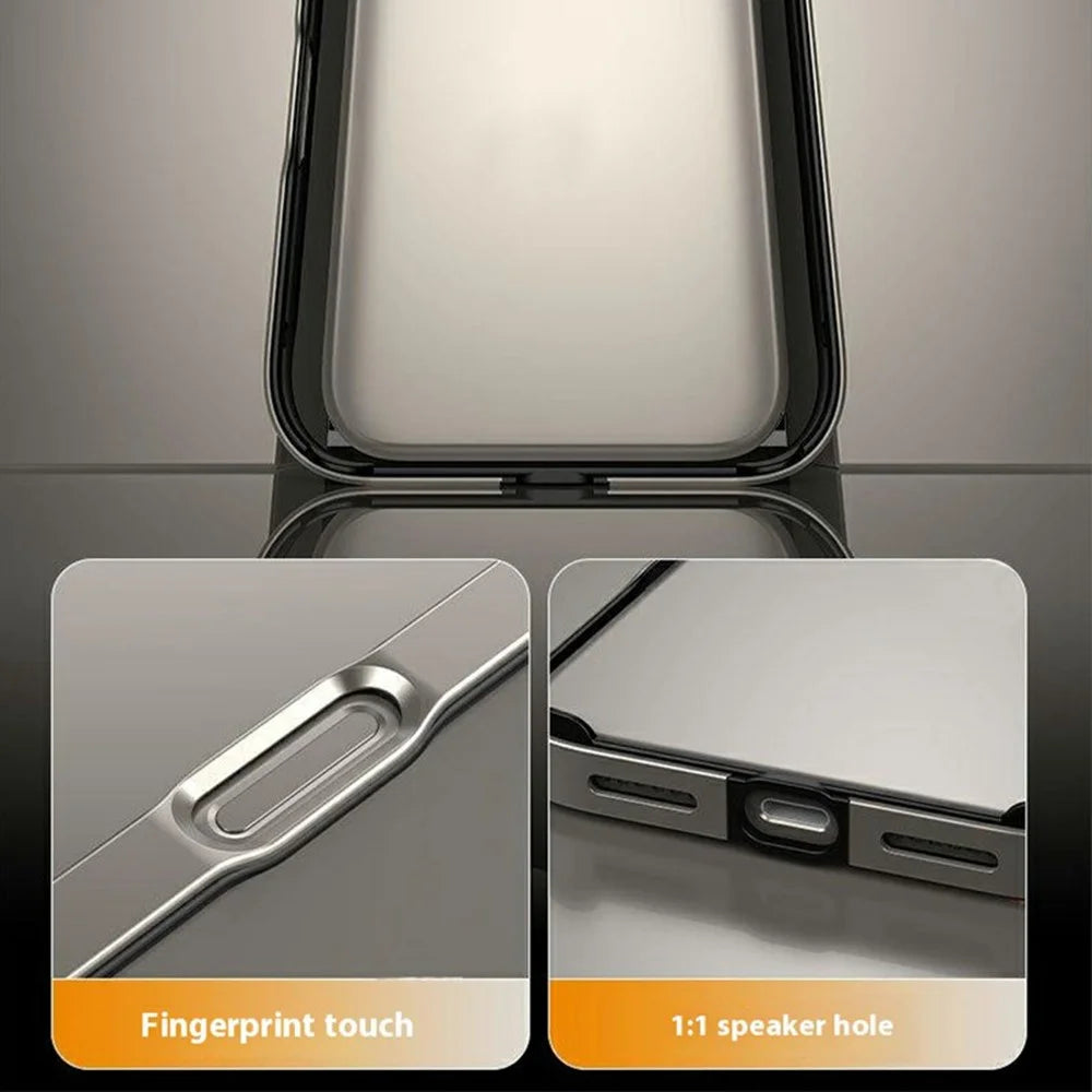 For iPhone 17 Pro Max Case Hollow Heat Dissipation Silicone Metal Bumper Phone Cover - Titanium Gold - 6