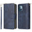 For iPhone 13 mini 5.4 inch Shockproof PU Leather Phone Case 9 Card Holder Slots Magnetic Closure Zipper Pocket Flip Wallet Stand Protective Phone Cover with Strap - Blue - 1