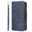 For iPhone 13 mini 5.4 inch Shockproof PU Leather Phone Case 9 Card Holder Slots Magnetic Closure Zipper Pocket Flip Wallet Stand Protective Phone Cover with Strap - Blue - 2