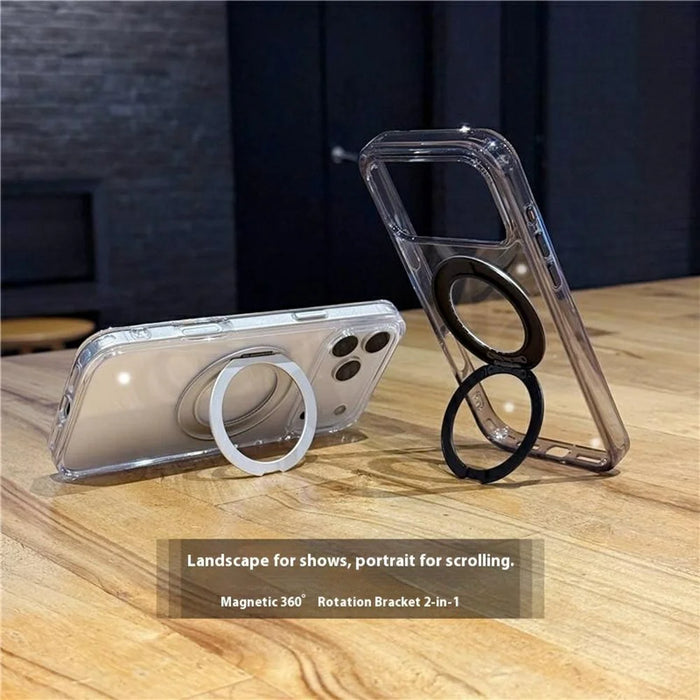 For iPhone 17 Pro Case Compatible with MagSafe Rotating Kickstand TPU PC Phone Back Cover - Transparent - 4