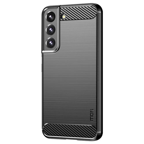 MOFI JK TPU Series-1 Carbon Fiber Texture Phone Shell for Samsung Galaxy S23, Anti-dust Phone Case Soft TPU Brushed Phone Case - Black - 1