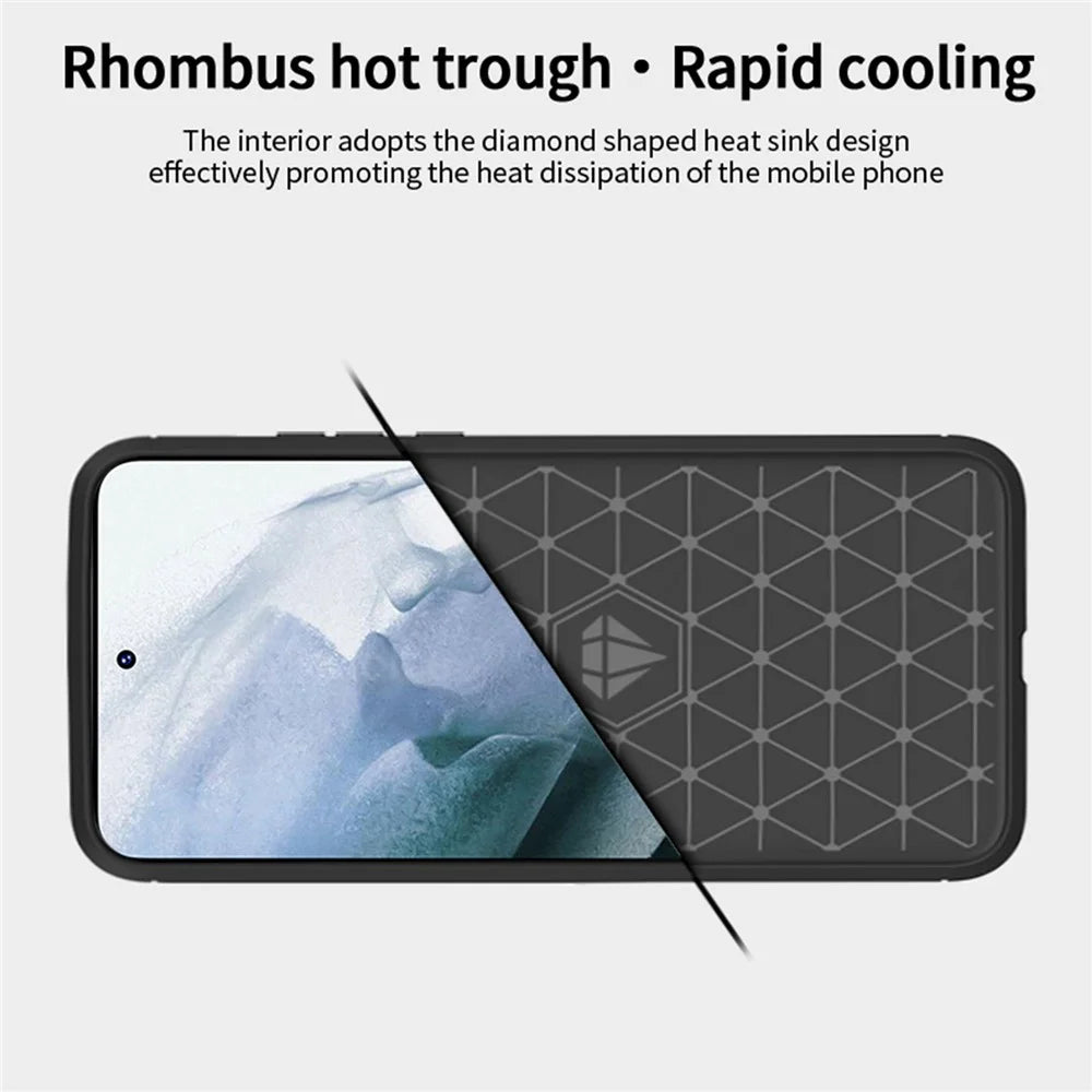 MOFI JK TPU Series-1 Carbon Fiber Texture Phone Shell for Samsung Galaxy S23, Anti-dust Phone Case Soft TPU Brushed Phone Case - Black - 6