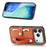 For iPhone 17 Pro Case Carbon Fiber Texture Leather Phone Back Cover with Card Holder - Brown - 1