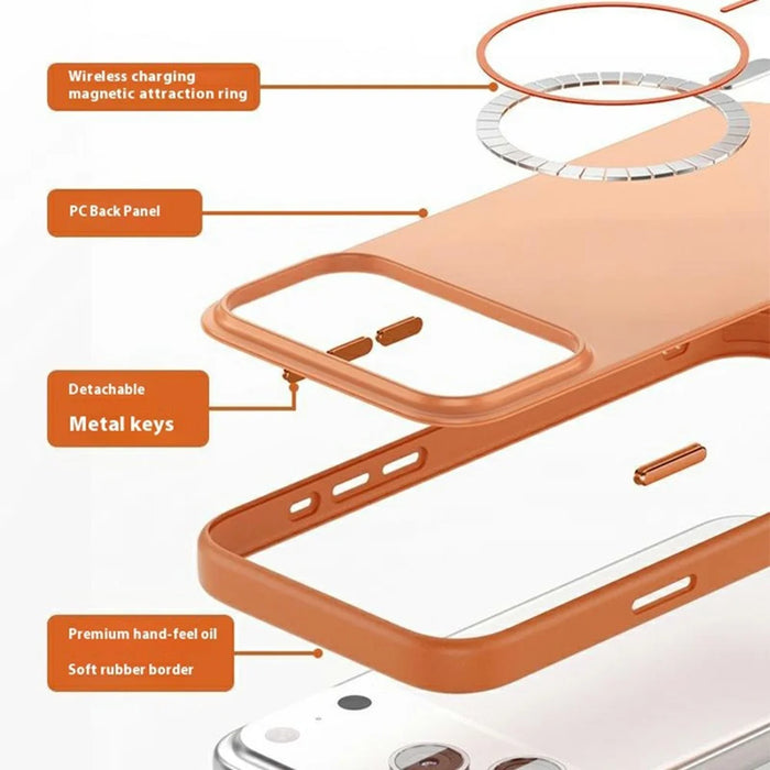 For iPhone 17 Pro Case Compatible with MagSafe Shockproof TPU PC Phone Back Cover - Orange - 3