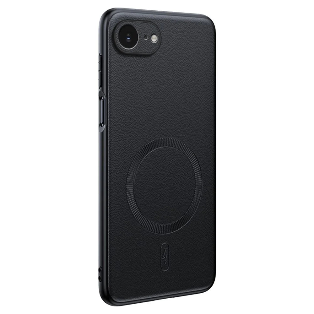 For iPhone 17e / 16e Case Compatible with MagSafe Leather Coated TPU + PC Phone Cover - Black - 1