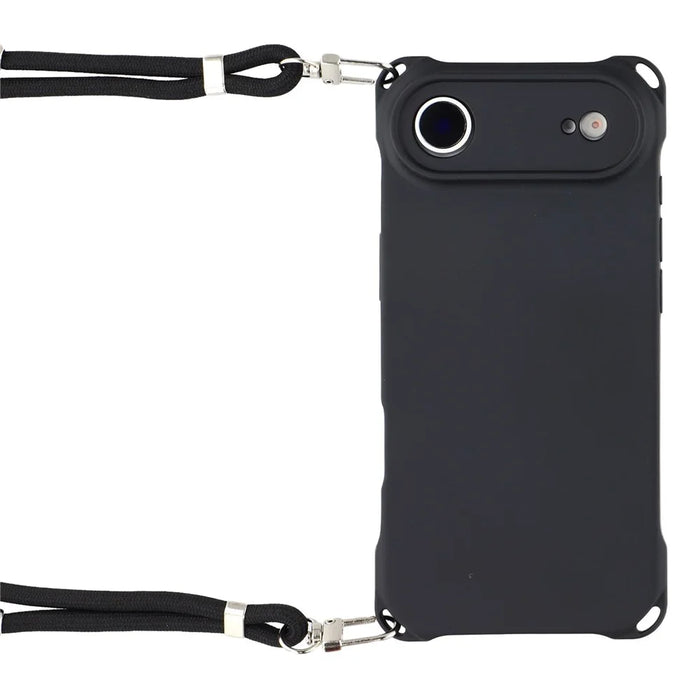 For iPhone Air Case Four Corner Anti Drop TPU Phone Cover with 150cm Hanging Rope - Black - 2