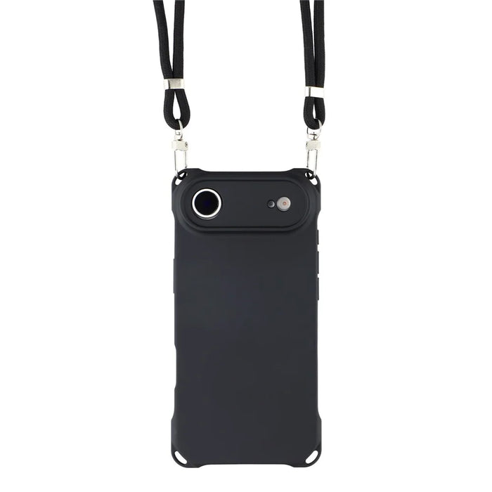 For iPhone Air Case Four Corner Anti Drop TPU Phone Cover with 150cm Hanging Rope - Black - 3