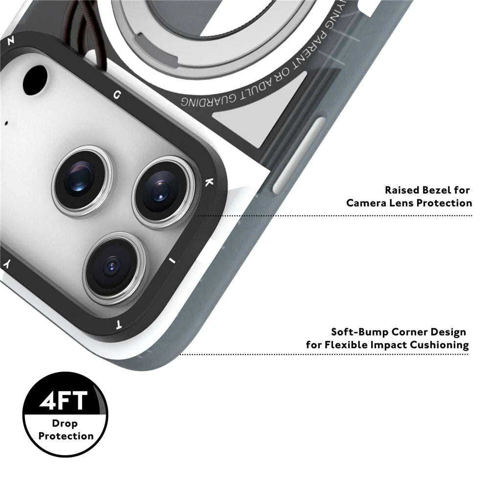 YOUNGKIT for iPhone 17 Pro Max Magnetic Case Rotating Kickstand IMD TPU Phone Cover - Blue - 5
