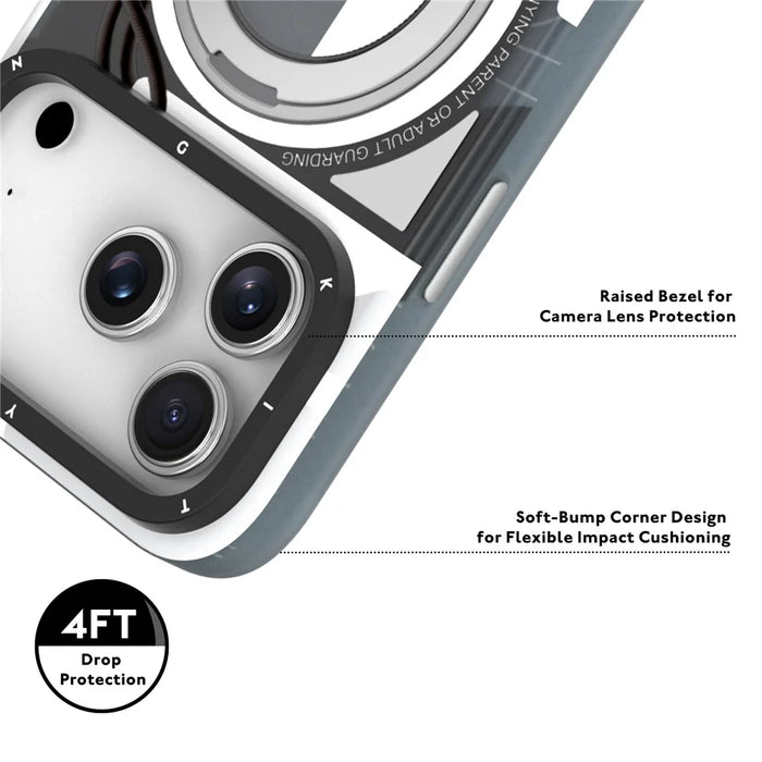 YOUNGKIT for iPhone 17 Pro Max Magnetic Case Rotating Kickstand IMD TPU Phone Cover - Blue - 5