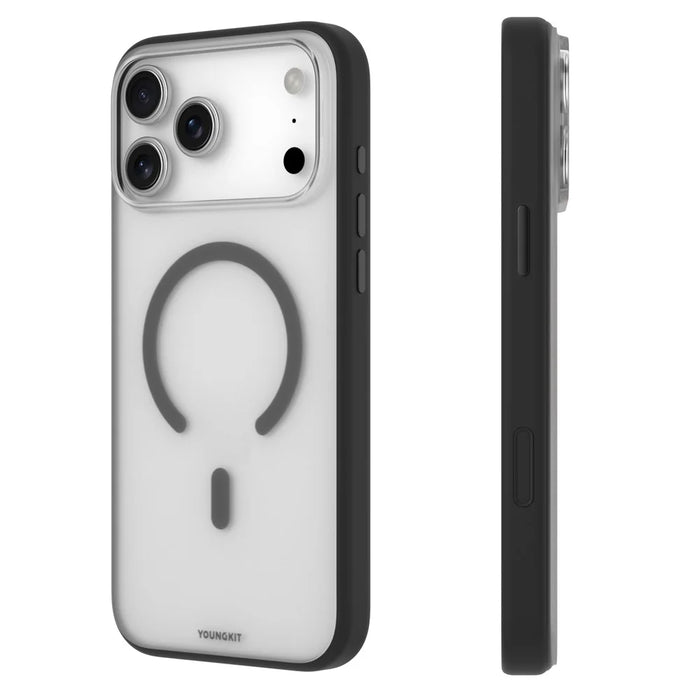YOUNGKIT For iPhone 17 Pro Clear Case Compatible with MagSafe Shockproof TPU PC Phone Back Cover - Black - 3