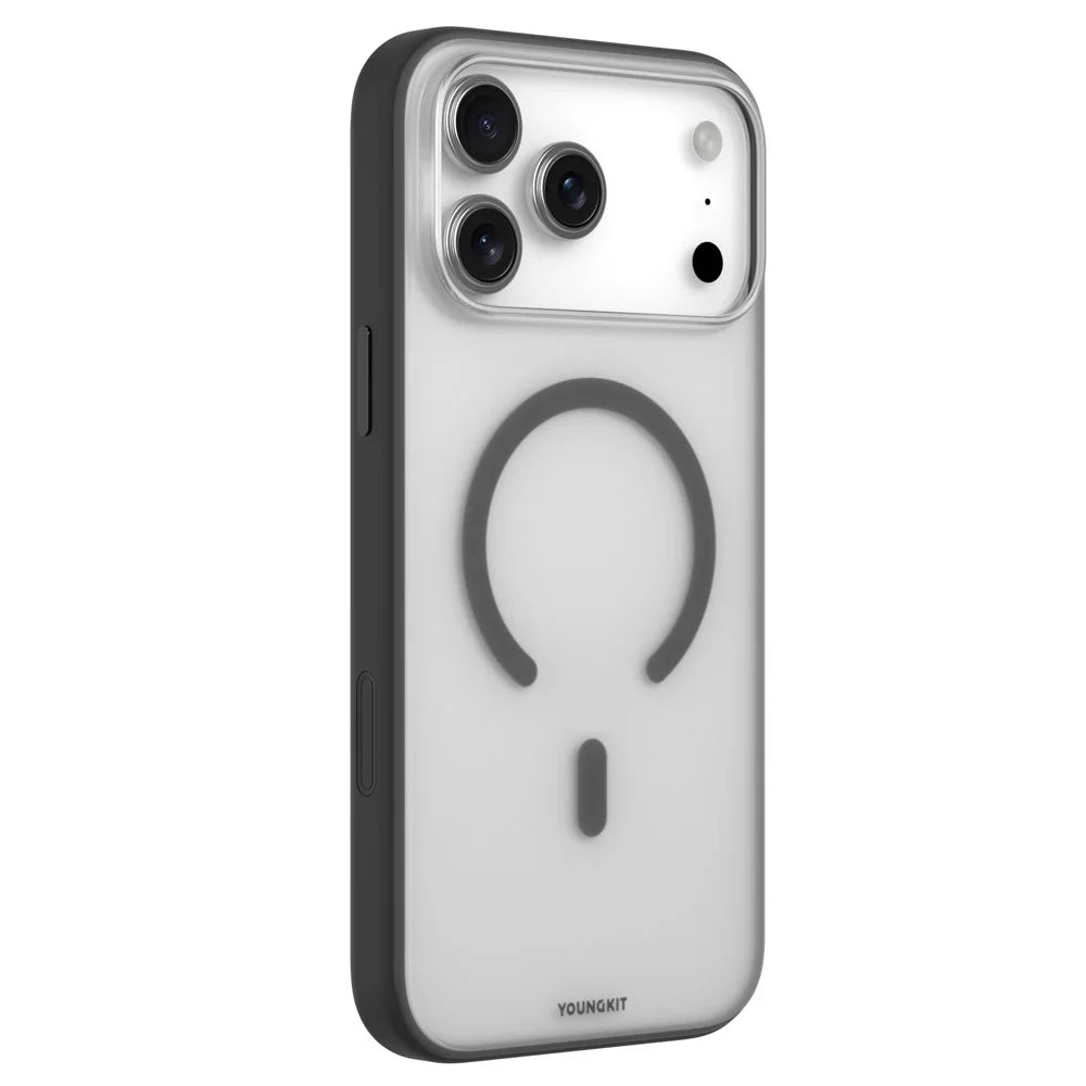 YOUNGKIT For iPhone 17 Pro Max Clear Case Compatible with MagSafe Shockproof TPU PC Phone Back Cover - Black - 1