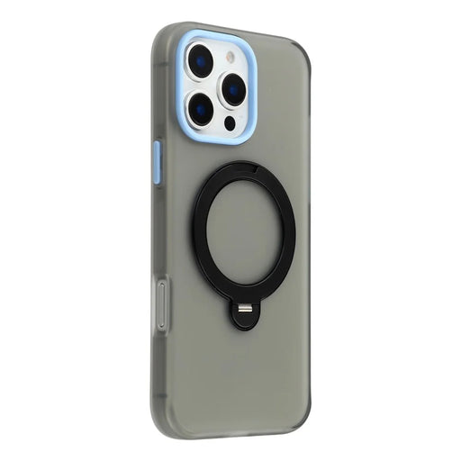KIGC For iPhone 16 Pro Max Case Rotating Kickstand PC + TPU Anti Drop Phone Back Cover - Black - 1