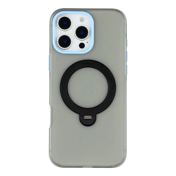 KIGC For iPhone 16 Pro Max Case Rotating Kickstand PC + TPU Anti Drop Phone Back Cover - Black - 3