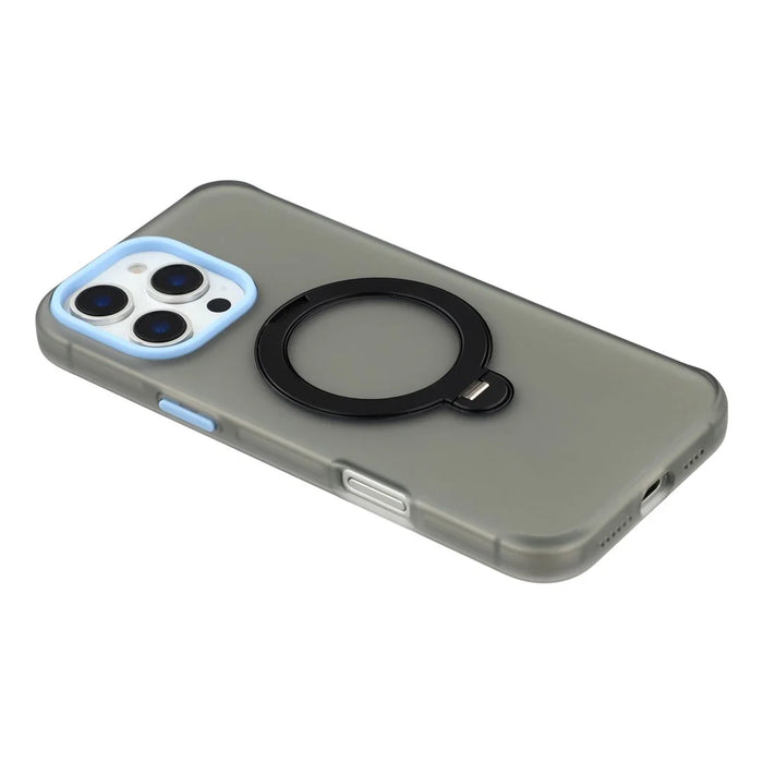 KIGC For iPhone 16 Pro Case Rotating Kickstand PC + TPU Anti Drop Phone Back Cover - Black - 6
