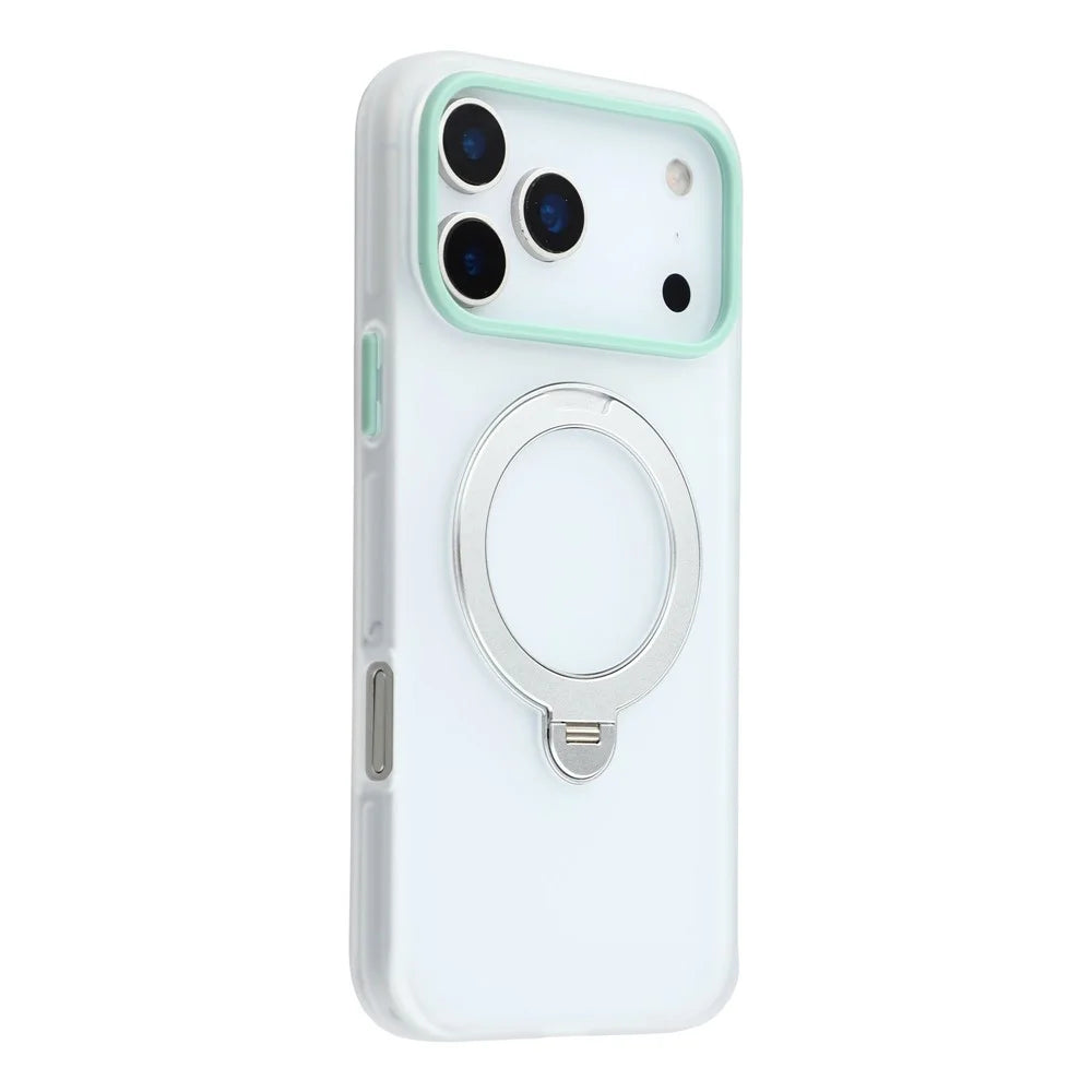 KIGC For iPhone 17 Pro Case Rotating Kickstand PC + TPU Anti Drop Phone Back Cover - Transparent - 1