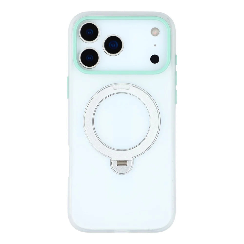 KIGC For iPhone 17 Pro Case Rotating Kickstand PC + TPU Anti Drop Phone Back Cover - Transparent - 3
