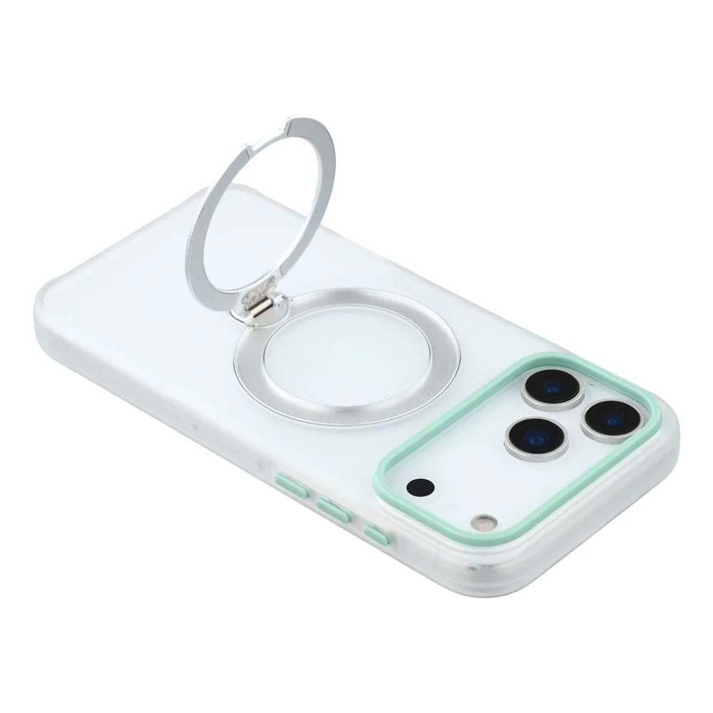 KIGC For iPhone 17 Pro Case Rotating Kickstand PC + TPU Anti Drop Phone Back Cover - Transparent - 5