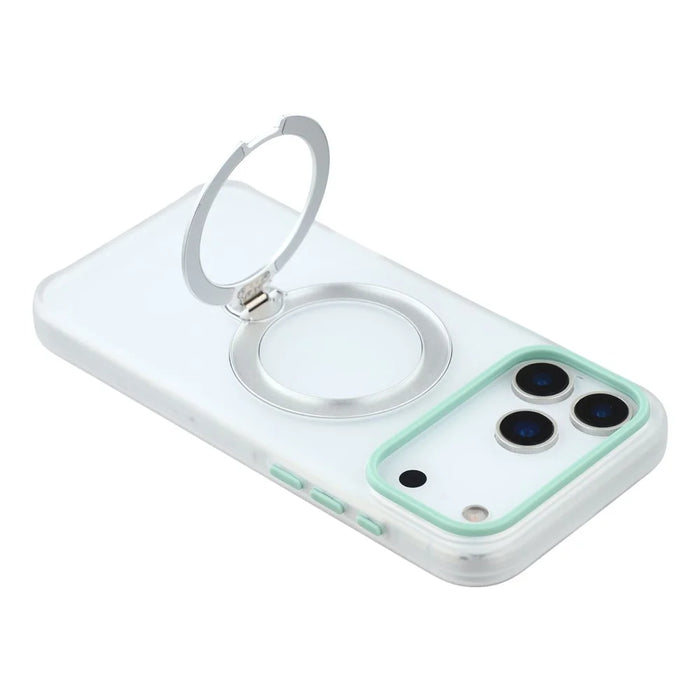 KIGC For iPhone 17 Pro Case Rotating Kickstand PC + TPU Anti Drop Phone Back Cover - Transparent - 5
