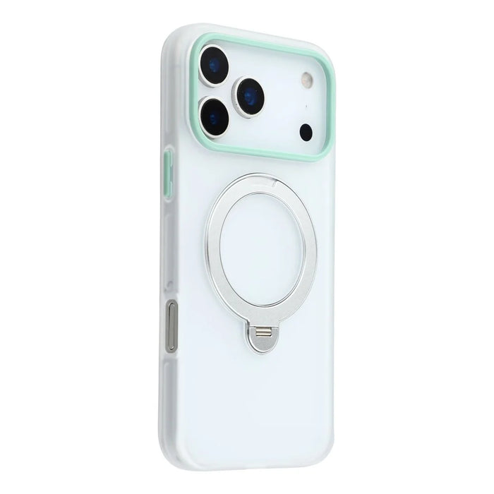 KIGC For iPhone 17 Pro Max Case Rotating Kickstand PC + TPU Anti Drop Phone Back Cover - Transparent - 1