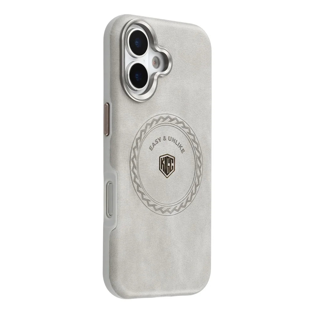 KIGC For iPhone 17 Case Compatible with MagSafe PU Leather TPU Phone Back Cover - Grey - 1