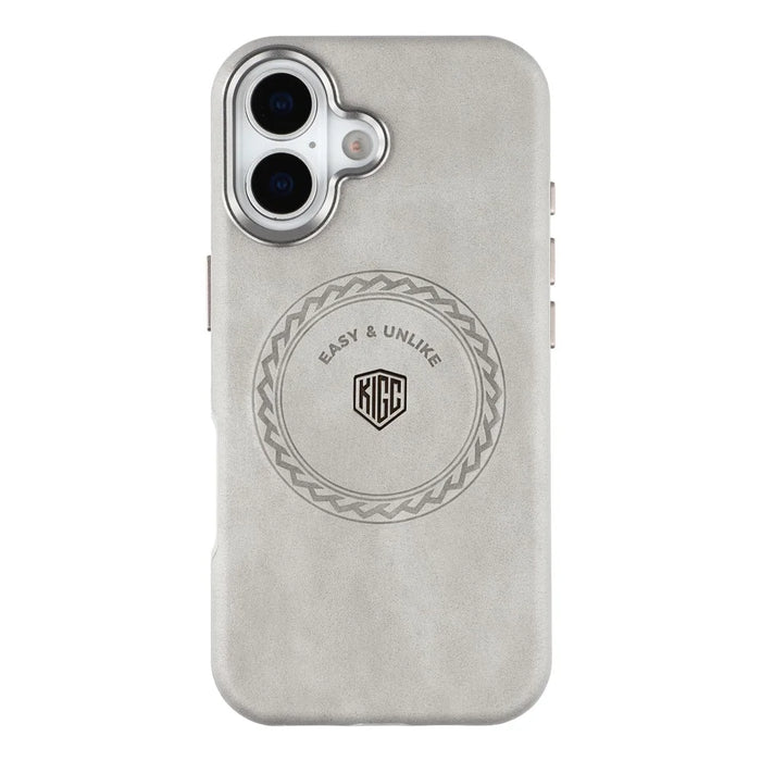 KIGC For iPhone 17 Case Compatible with MagSafe PU Leather TPU Phone Back Cover - Grey - 3