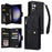 For Samsung Galaxy S25 FE Case Zipper Wallet Rivet Decor Leather Phone Cover with Wrist Strap - Black - 1