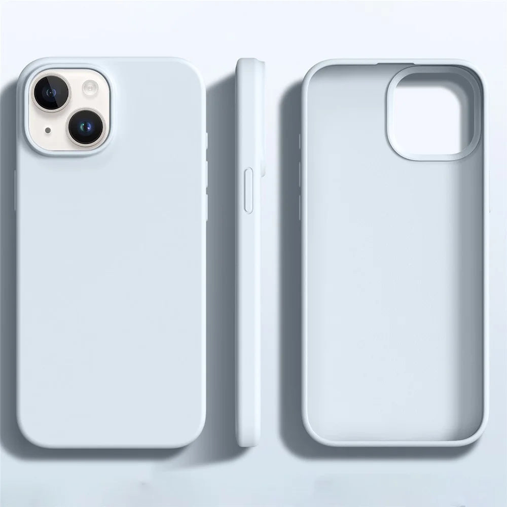 For iPhone 15 Case Ultra Thin Liquid Silicone + PC Anti-Scratch Phone Cover - Glacier Blue - 2