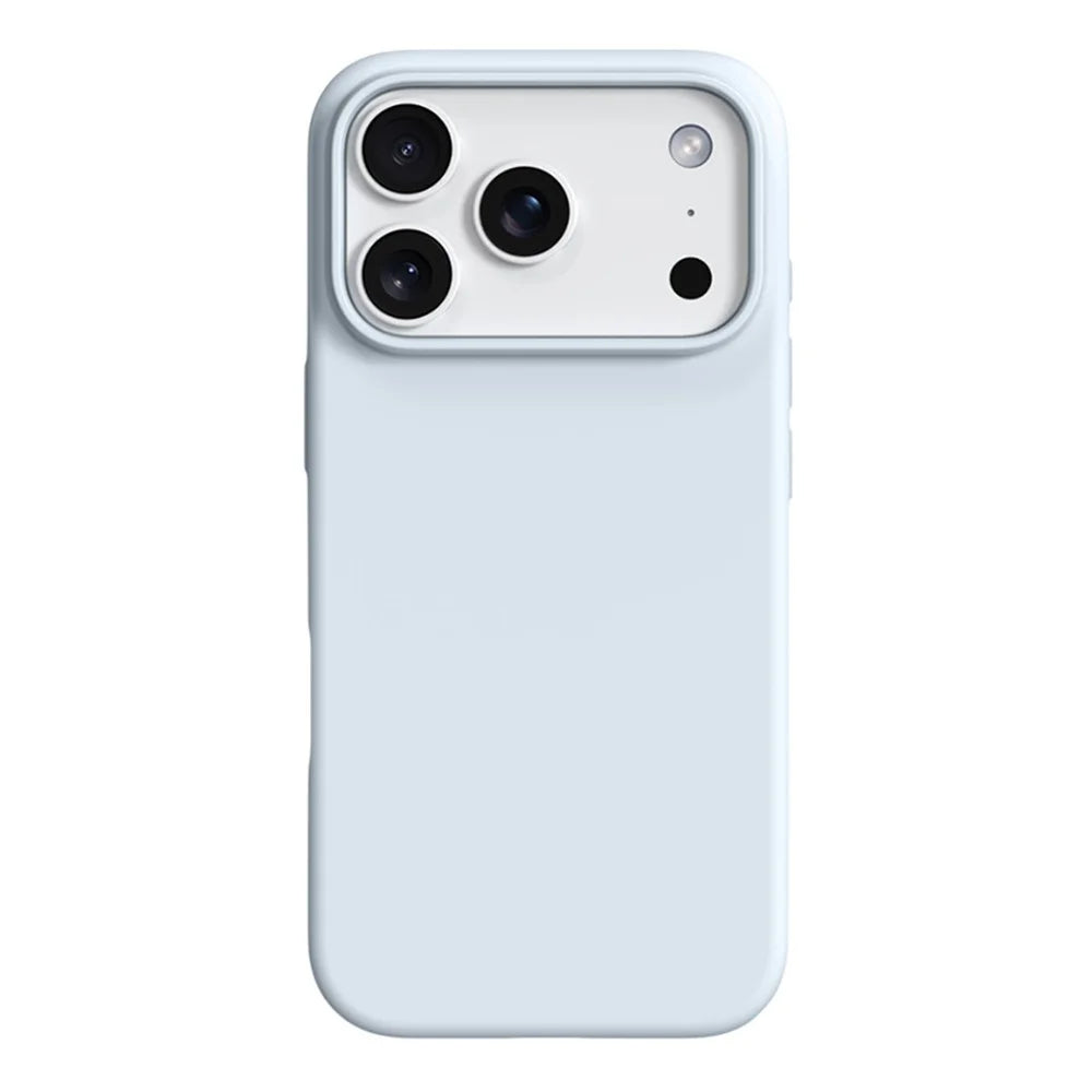 For iPhone 18 Pro / 17 Pro Case Ultra Thin Liquid Silicone + PC Anti-Scratch Phone Cover with Camera Touch Control Button - Glacier Blue - 1
