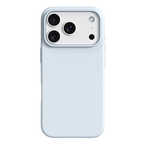 For iPhone 18 Pro / 17 Pro Case Ultra Thin Liquid Silicone + PC Anti-Scratch Phone Cover with Camera Touch Control Button - Glacier Blue - 1