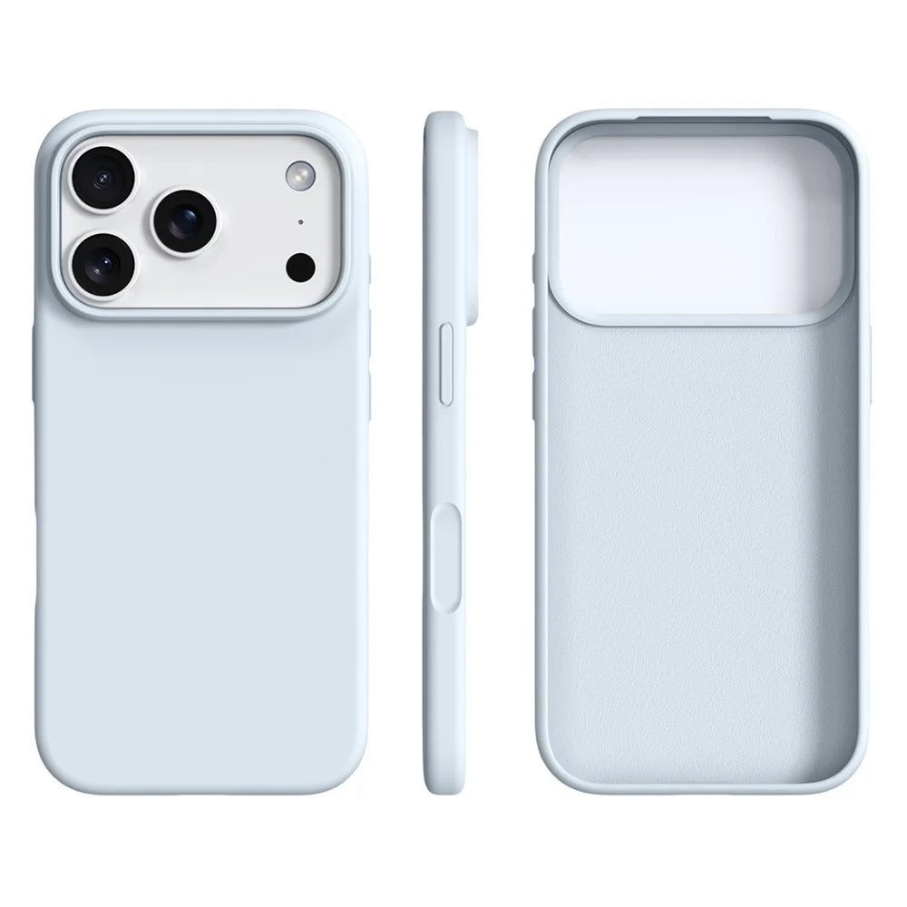 For iPhone 18 Pro / 17 Pro Case Ultra Thin Liquid Silicone + PC Anti-Scratch Phone Cover with Camera Touch Control Button - Glacier Blue - 2